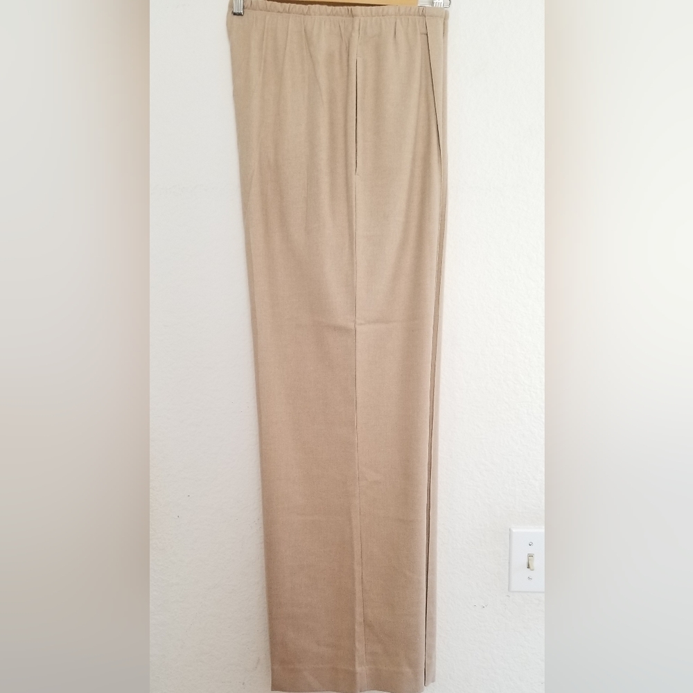 VINCE Front Pleated Wide Leg Elastic Waistband Pants Size L Large Beige … - Picture 3 of 12